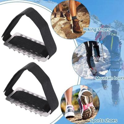2/4/6 Piezas Crampones para Zapatos con 26 Tacos de Acero Perilla Ajustable Invierno Exterior Caminar Hielo Nieve Agarre de Tracción Antideslizante Zapatos Botas Puntas