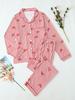 Stripe Bow Heart Long Sleeve Pajama Set