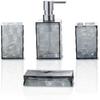 Bathroom Accessories Set 4-Piece Plastic Gift Set with Toothbrush Holder, Toothbrush Cup, Soap Dispenser, Soap Dish(Gray)