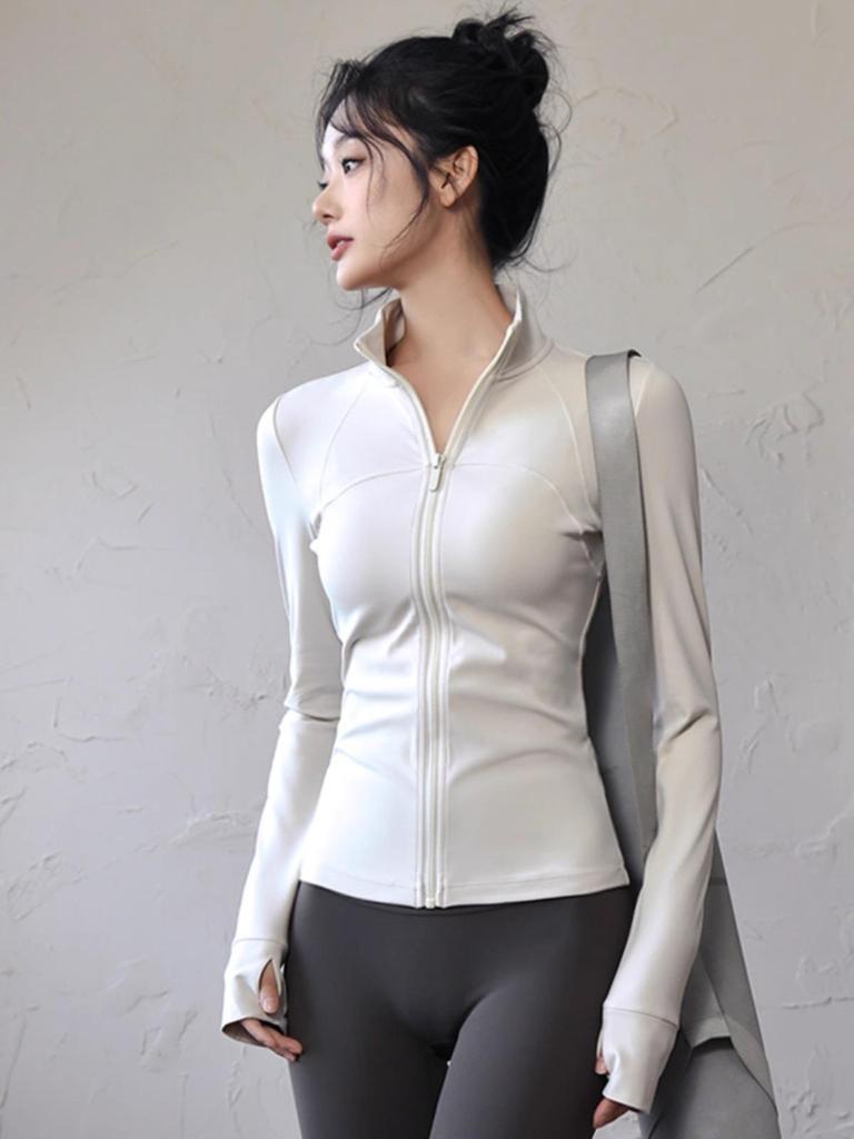 Giacca Corta da Donna Slim Fit - Collo Alto Versatile, Maniche Lunghe, Perfetta per Corsa, Yoga e Attività Fitness all'Aperto