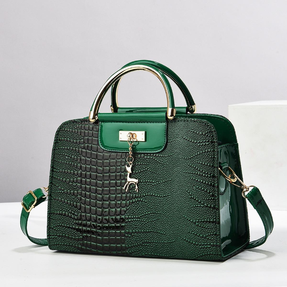 

Taizhou Shiny Leather Stone Patterned Small Square Bag PU Women s Bag Solid Color Handbag Crossbody Bag Shoulder Bag 26*11*18 зелений