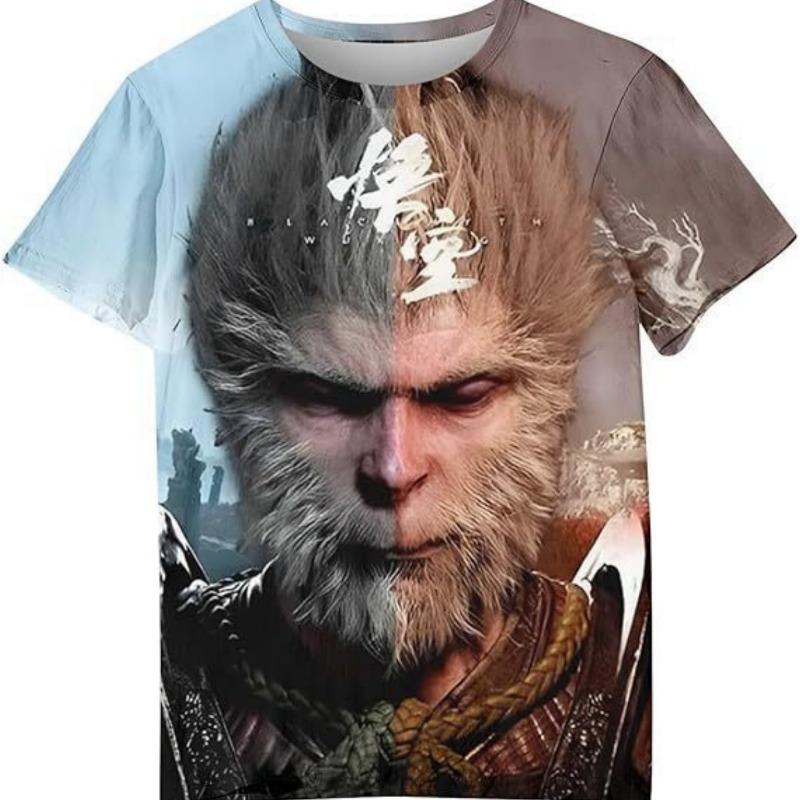 Men's Fashion Funny 3D Printed T-shirt Casual Round Neck Short Sleeved T-shirt