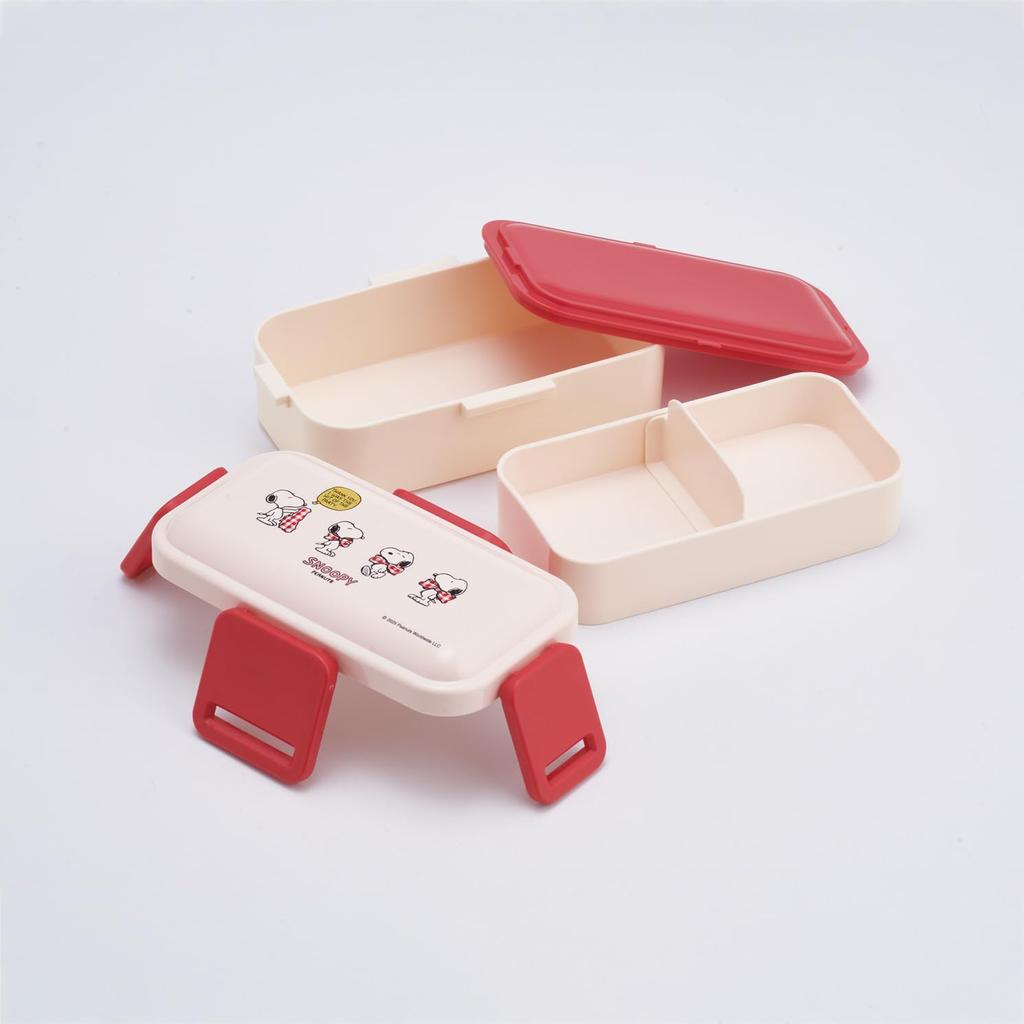Skater Bento Fluffy Serving Lunch 2 Dishwasher and Microwave Made In Snoopy Ribbon Box, Box, Tiers, 600ml, Safe, Japan, Design, PFLW4-A
