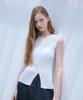 Odier Ribbed Ruffle Sleeveless - White