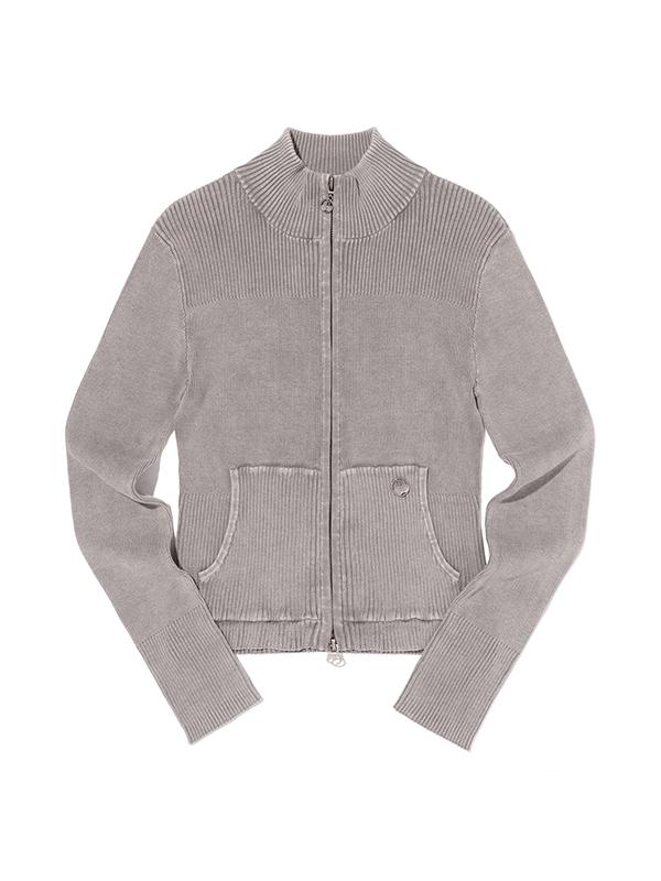 KIRSH Pigment-Dyed Knit Zip-Up [Charcoal]