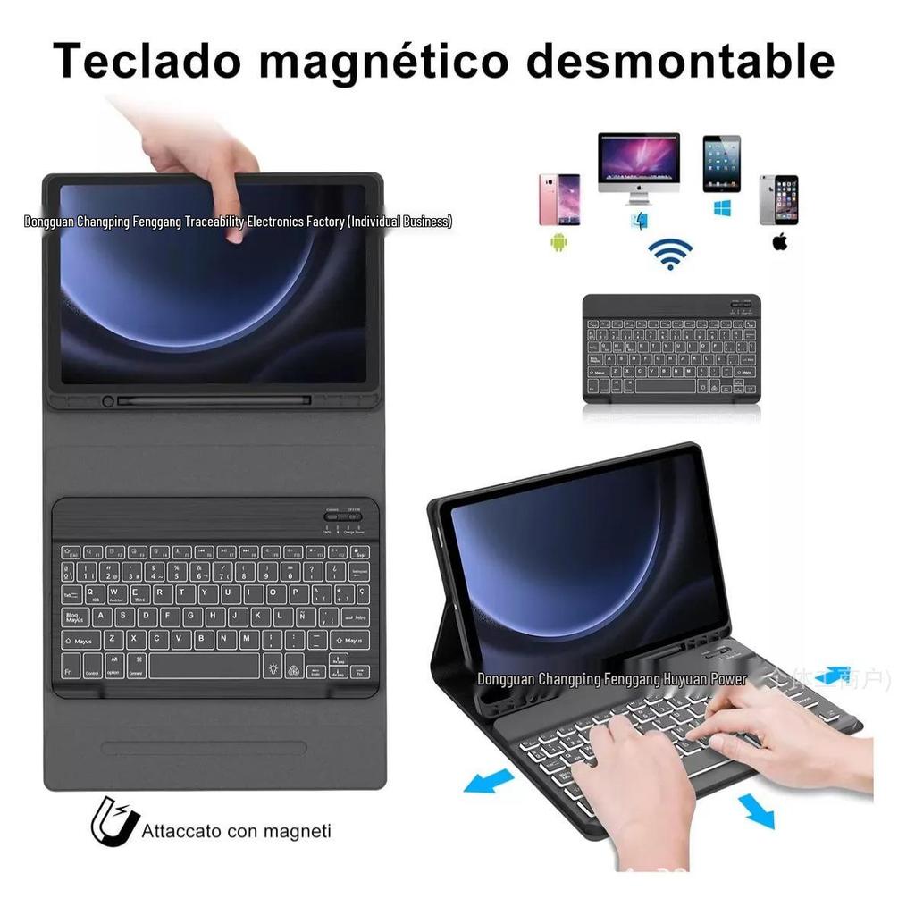Samsung A11+ Tablet Leather Case with Touchpad Backlit Bluetooth Keyboard for A9+ 11-inch