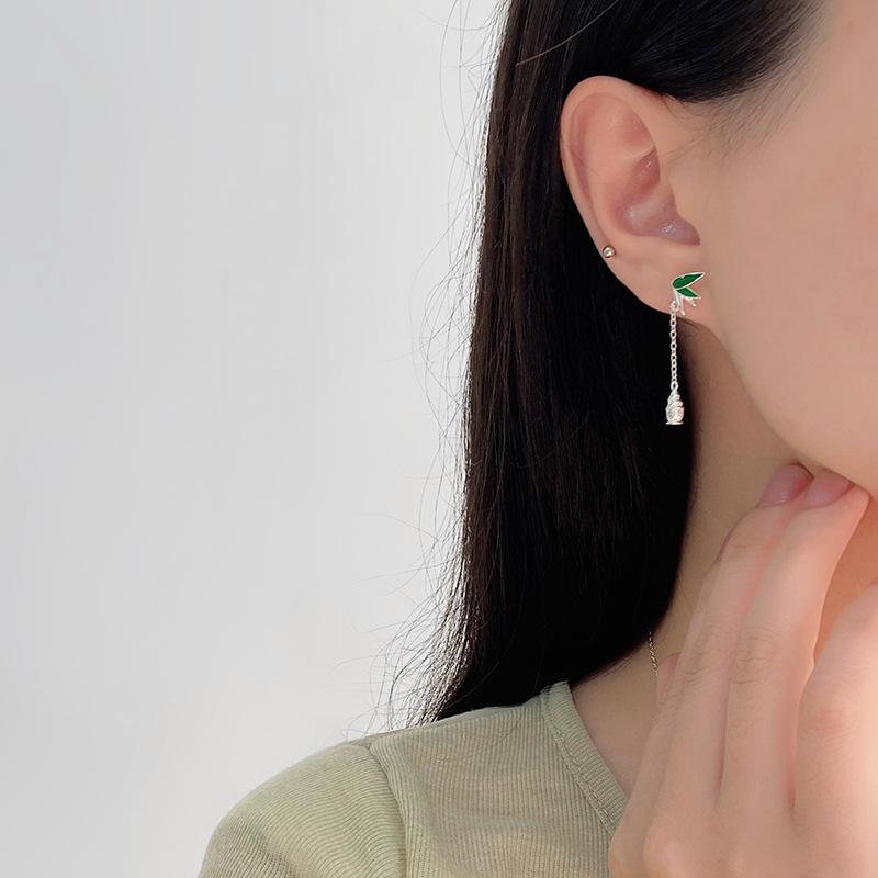 Bamboo Leaf Tassel Bamboo Shoot Earrings New Chinese Style Fashionable and Versatile Literary Earrings