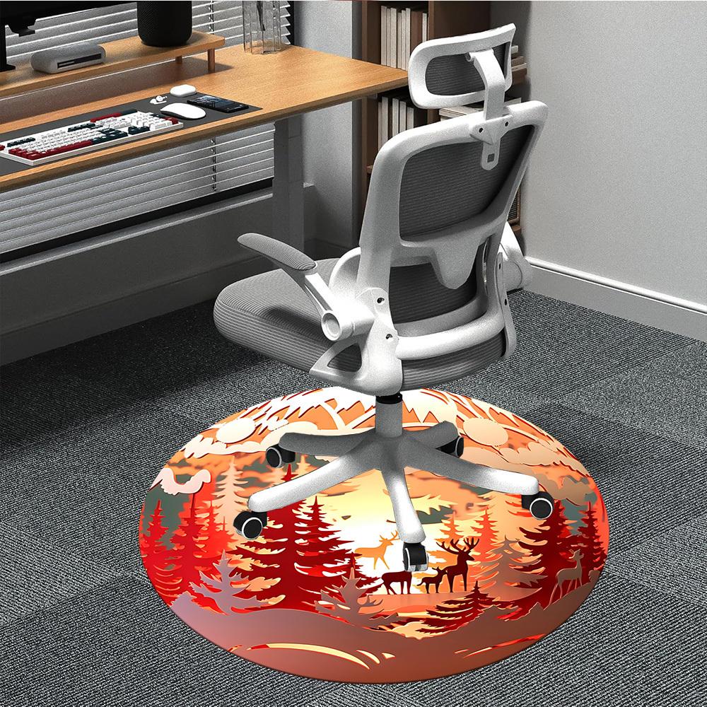 

1pc Forest Scene Ornament Chair Carpet for Office, Soft, Non-Slip Polyester Mat, Office, Entryway, Living Room, Bedroom, yy251207226 80cm by 80cm