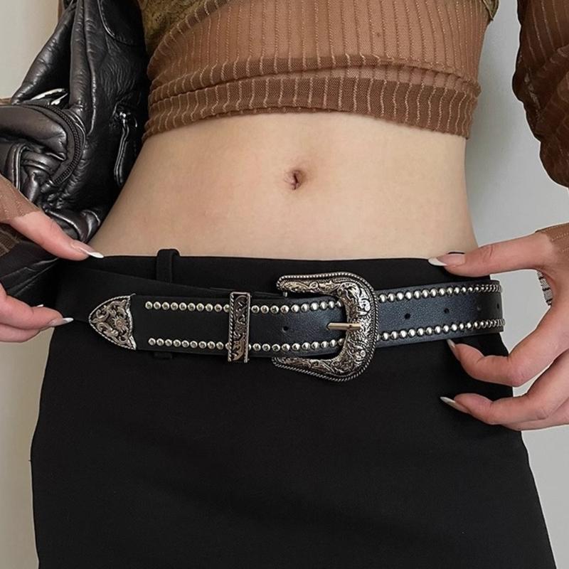PU Waist Belt with Adjustable Pin Buckle for Fashion Enthusiasts Jeans Skirt