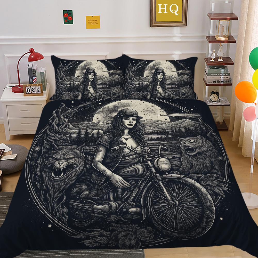 Beauty Skull Printed Comforter Cover Set Twin Size Polyester Bedspreads Man Fashion Design Duvet Cover Set