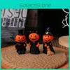 Material Halloween Resin Demon Miniature Figures Decor Set With Pumpkin Broom