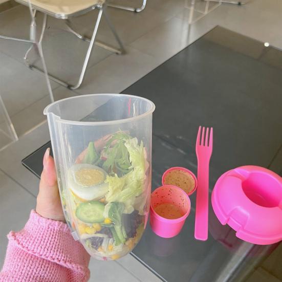 1000ml hrnek na salát s vidličkou Velkokapacitní přenosný nízkotučný dietní hrnek na ovocné a zeleninové svačiny pro venkovní použití