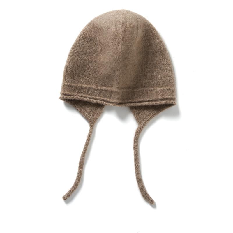 

Кашемировая осенне-зимняя новая модель женская высококачественная однотонная теплая и модная кружевная вязаная повседневная шапка с защитой ушей One size