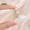 Daily Wear Brooch Ear of Wheat Faux Pearl Brooch, Rhinestone Leaf Alloy Lapel Pin, Pin Sweater Cardigan Coat Business Suit Clothing Accessories,