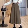 High Waist Woolen A-line Pleated Midi Skirt for Women - Autumn/Winter 2025 Style