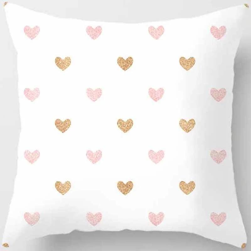 Pink Small Fresh Print Square Pillowcase Home Decoration Car Sofa Cushion Cover (45Cm*45Cm)