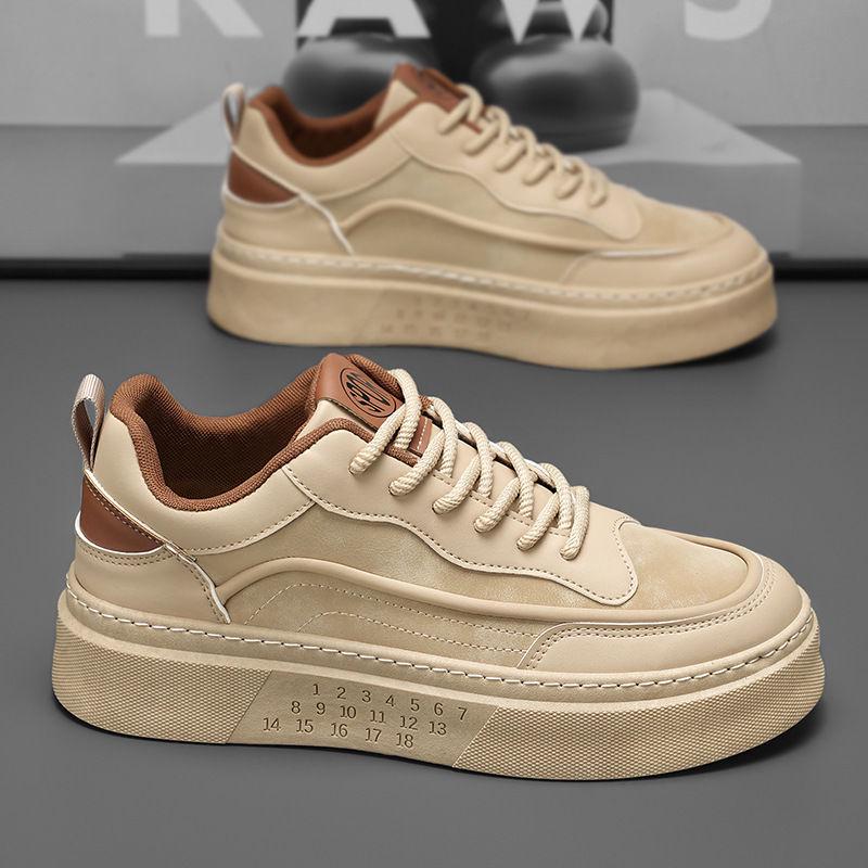 New Men's Breathable White Thick-Soled Sports Casual Shoes: Trendy Spring & Autumn Student Sneaker