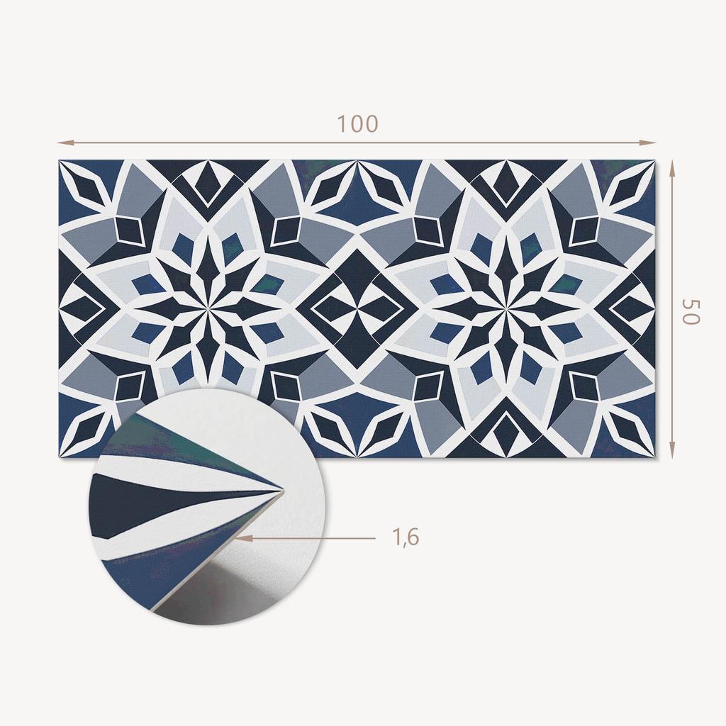 Panel Winylowy Z Dekorem Do Kuchni Lub Łazienki 100X50 Cm Geometryczny Wzór Kwiatowy