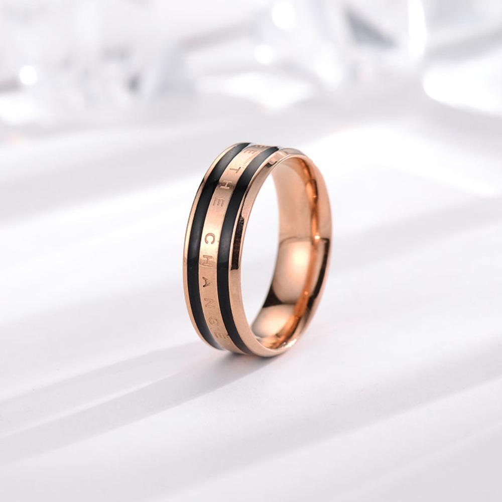 Minimalist Titanium Steel Couple Rings Non Tarnish Diamond Inlaid Matching Bands Jewelry