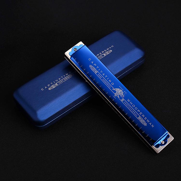 Swan 24-Hole Harmonica, C Key, Double Reed for All Levels – Perfect for Practice, Performance & Competition