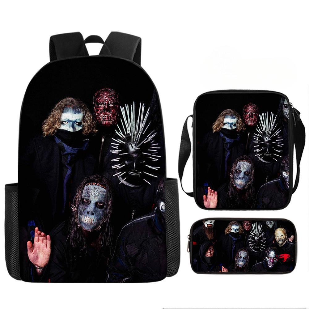 Set Zaino a 3 Pezzi Borsa a Tracolla Astuccio Slipknot Tessuto Oxford Per Materiale Scolastico