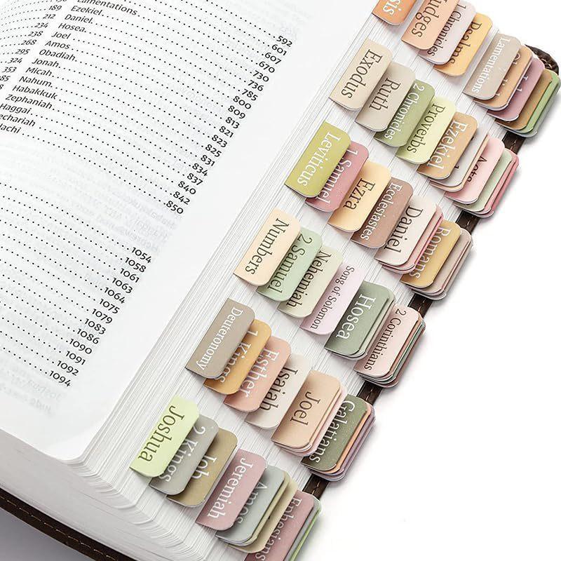 8sheet Bible Index Tabs, Cross Design Boho Morandi Color Bible Bookmark Labels