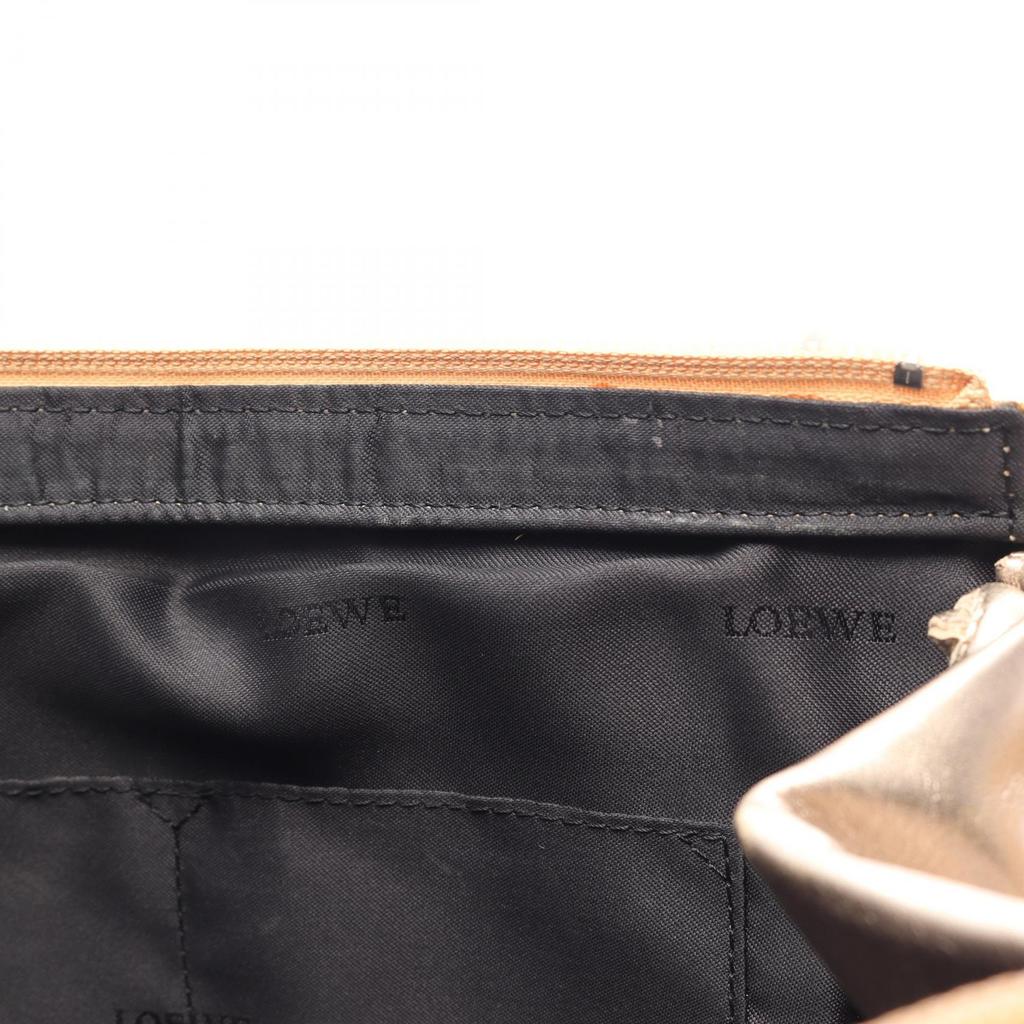 Used LOEWE Anagram Handbag Leather Gold Used Women