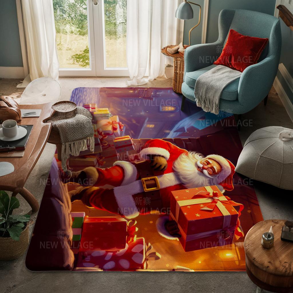 House Entrance Carpet Home Door Mat Living Room Bath Foot Bathroom Non-slip Water Absorption Rugs Bath Merry Christmas Winter