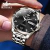 OUPINKE Brand Watches, Fully Automatic Mechanical Watches, Stainless Steel Business Double Calendar Men's Watches