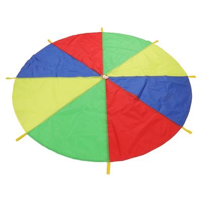Giocattolo per esercizi con paracadute per bambini, 4 colori, 8 maniglie, promuove la cooperazione, paracadute multicolore all'aperto
