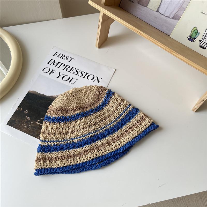 

Шикарная соломенная шляпа с круглым верхом, женская, осенняя, модная, солнцезащитная, регулируемый размер Blue Khaki