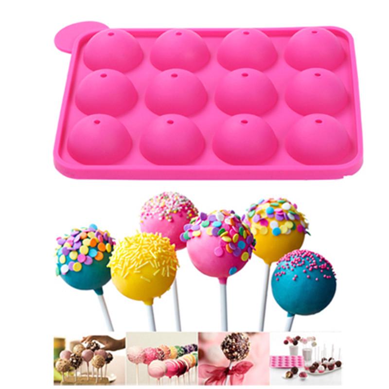 2 Pieces Silicone Jelly Candy Pudding Lollipop Chocolate Mold, Cake Baking Mold, 12-Cavity