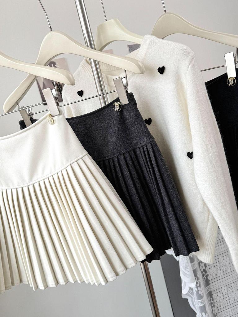 2025 New Women's High Waist A-line Wool Pleated Skirt