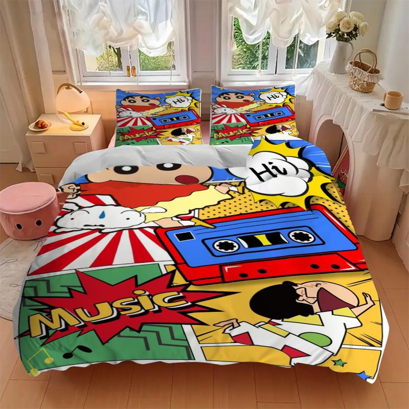 3pcs Crayon Shin-chan Duvet Cover Set, 1 Duvet Cover + 1/2 Pillowcases (No Insert),Bedroom Decor, Allseason Comfort Yy251021292