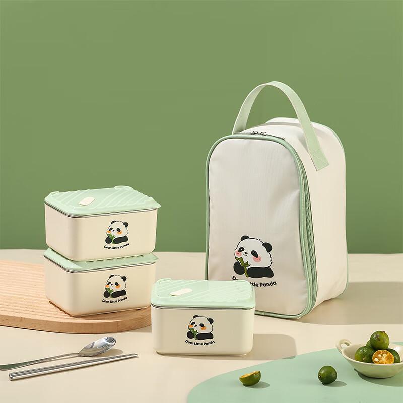Hongpa 3-Tier 304 Stainless Steel Lunch Box Set with Bag and Cutlery