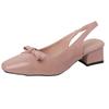 French gentle style temperament lady bow thick heel bag head sandals women's 2025 spring and summer new square head single shoes