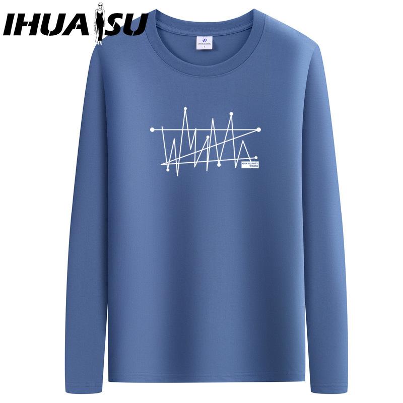 

IHUASU Весенне-осенняя мужская футболка с длинными рукавами Мужская рубашка с круглым воротником Мужская верхняя одежда Футболки XXXXXL синий
