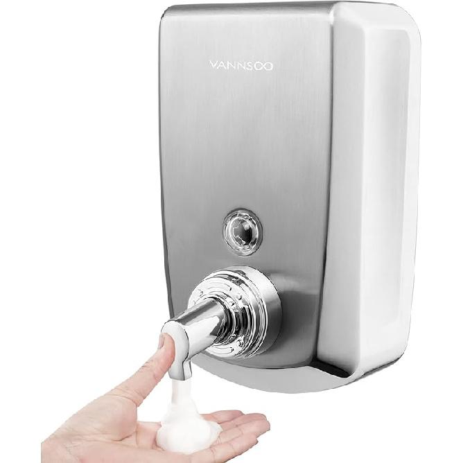 Commercial Wall Mount Stainless Steel Foaming Soap Dispenser, 40 oz (1200ml) Industrial Refillable Foam Hand Sanitizer Dispensers for Bathroom and 1200ml (H9)