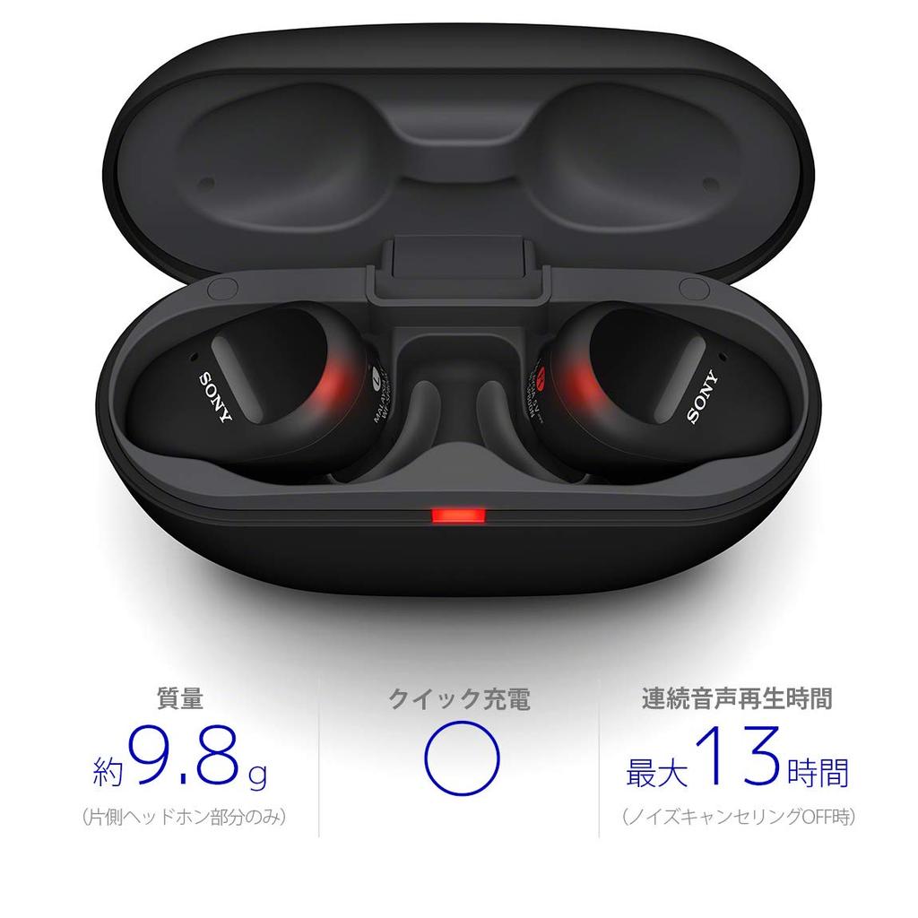 Sony True Wireless Earphones Bluetooth Separate Left and Right 2020 360 Reality Audio Black Noise-Canceling WF-SP800N Compatible, Headphones,