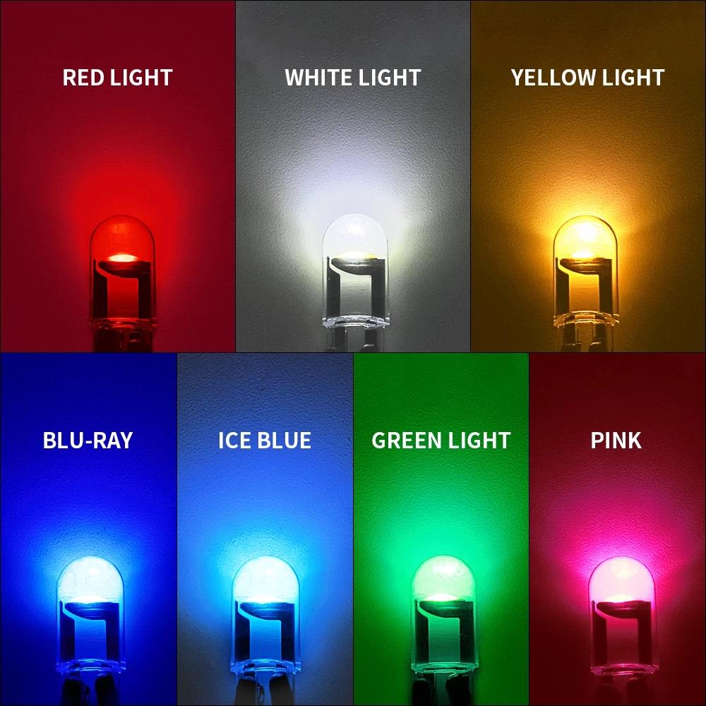 10/20/50PCS 12V W5W LED T10 Car Lights COB Glass Interior Parts Bulbs White Yellow Auto License Plate Lamp Dome Read Light