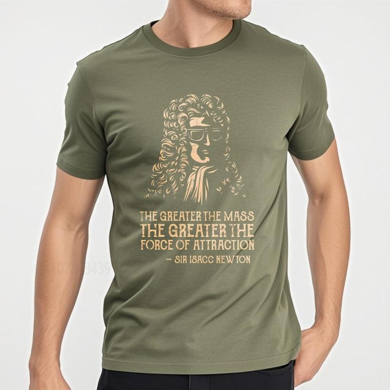 Oversized Summer Unisex T Shirt Isaac Newton Portrait With Quote Short Sleeve Relaxed Fit ONeck Tshirt Cotton Teeshirt