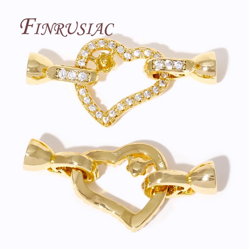 18K Gold Plated Connectors For Jewelry,Brass Zircon Clasps For Bracelets Accessories,DIY Jewelry Making Supplies,Pearl Clasp