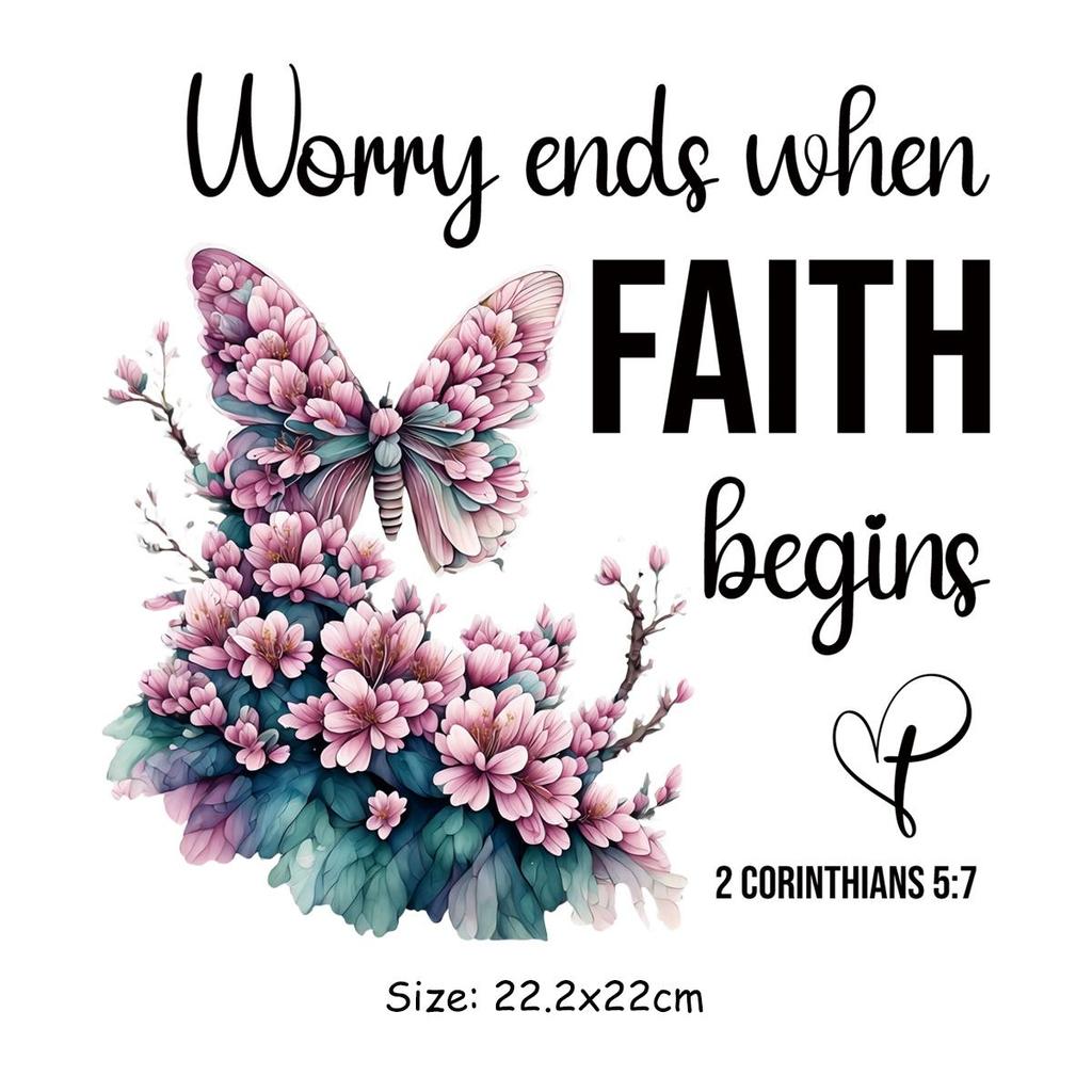 Iron On Patches Flower Butterfly Faith Washable Garment Accessory New Diy Heat Transfer Thermal Patches Clothing Hot