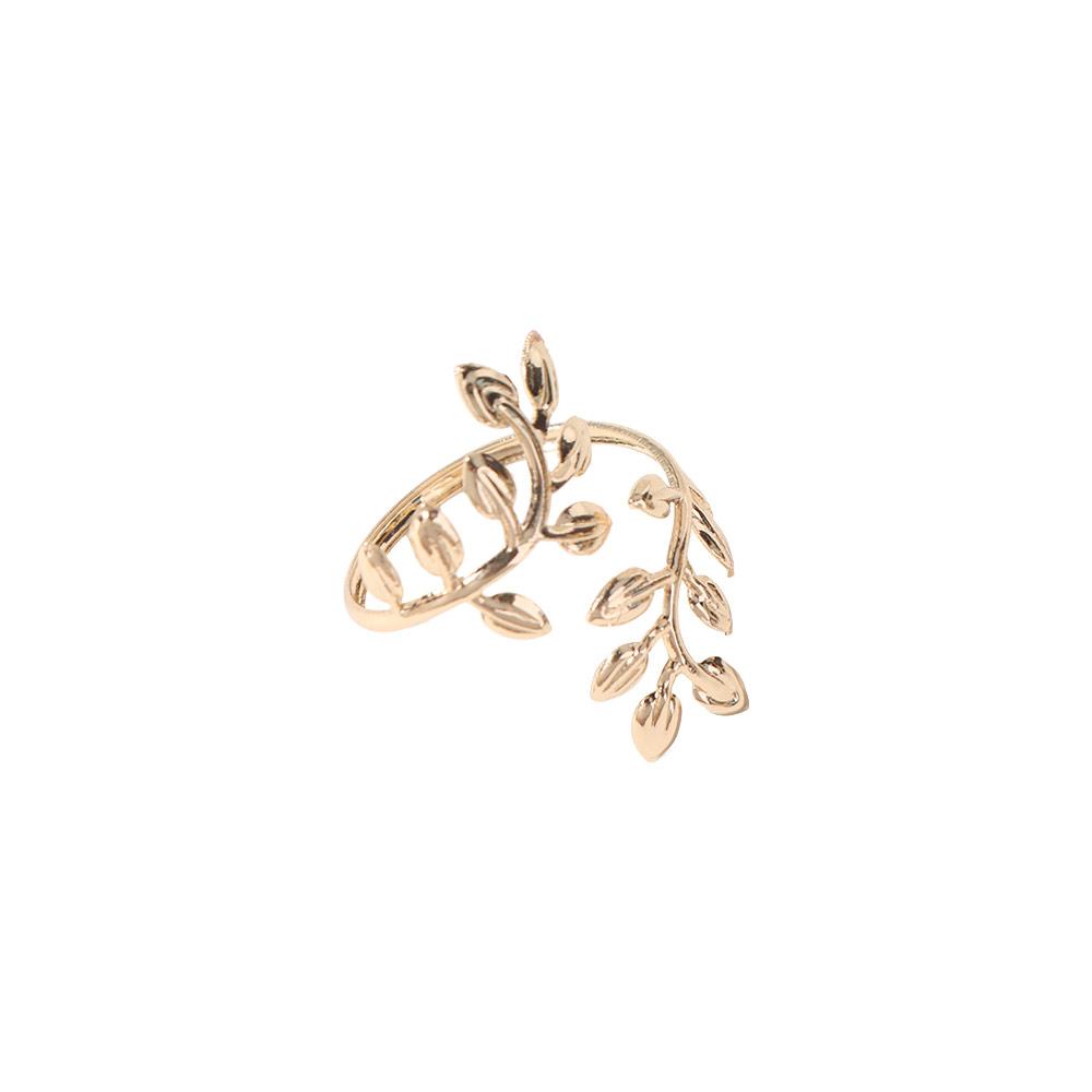 Elegant Leaf Upper Arm Cuff Open Jewelry Set New Armband Ring Set Women