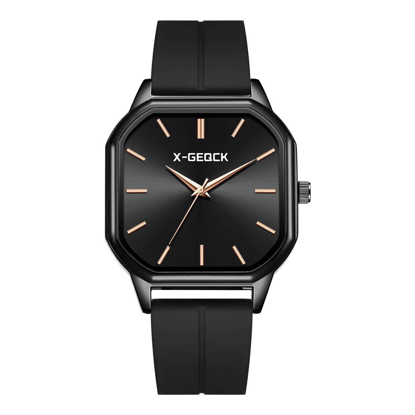 Student Simple Men S Business Casual Square Quartz Men S Watch Silicone Waterproof