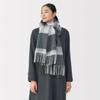 MUJI Fluffy Wool Large Stole (Check) Unisex Adult DDD40A5A Charcoal Gray Check 60 X 200cm