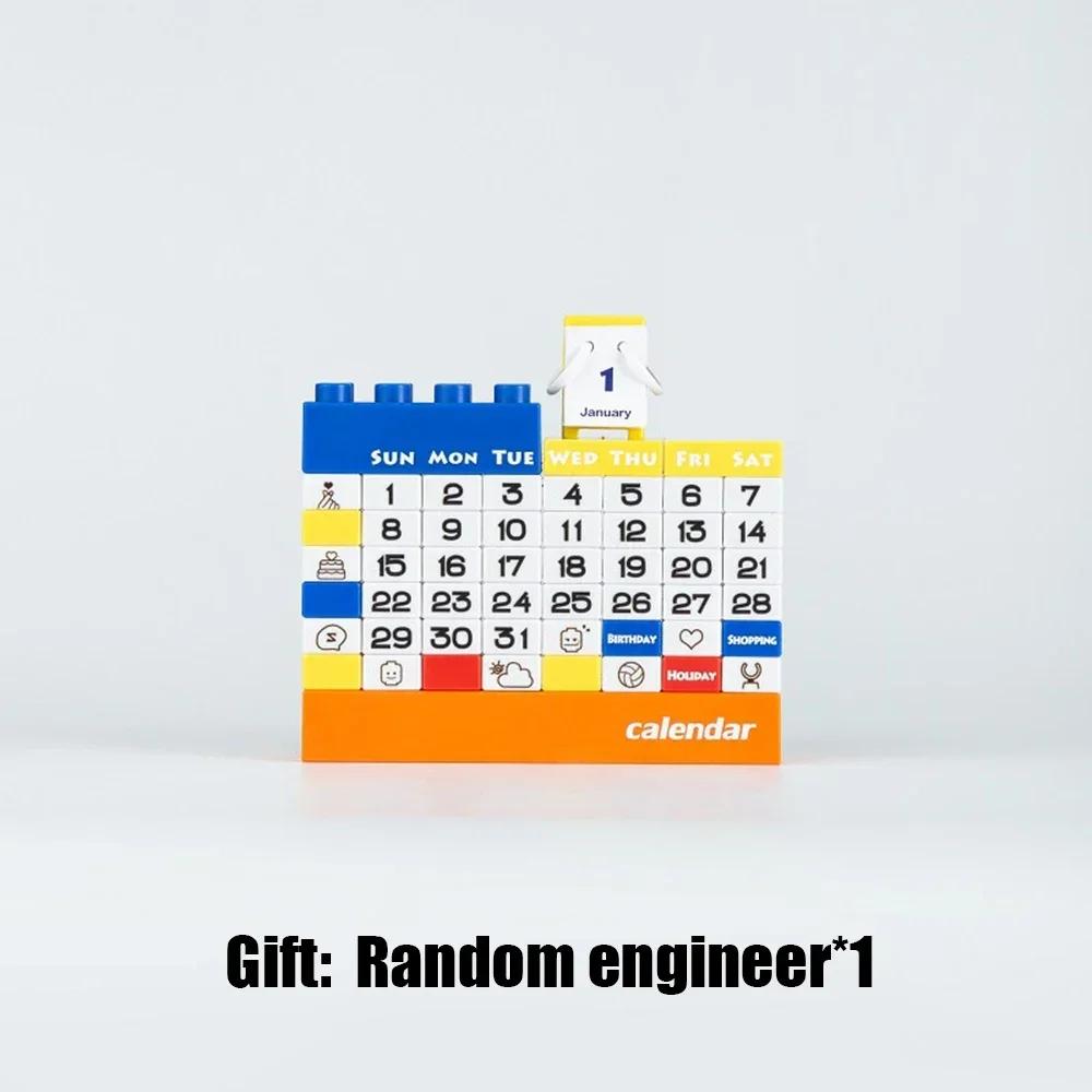 Creative Cartoon Perpetual Calendar DIY Doll Simple Stitchable Desktop Ornaments Assembled Building Block Toy Children's Gift