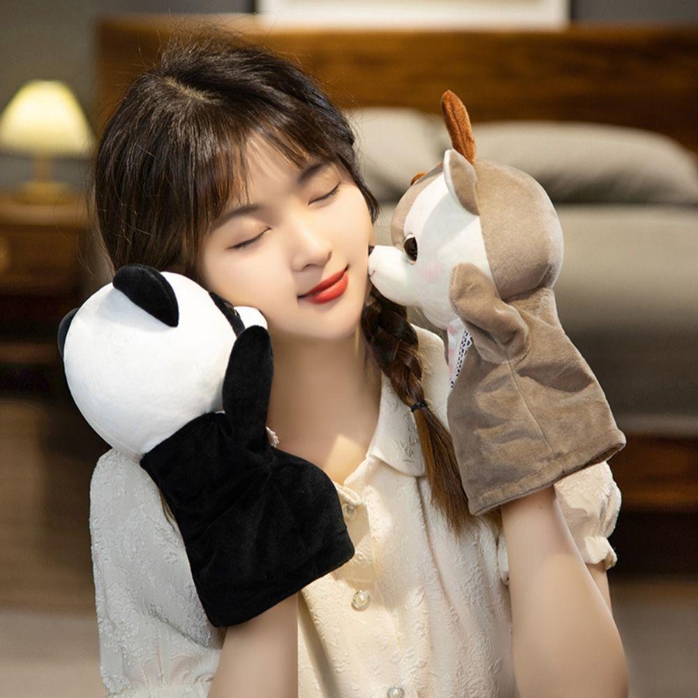 Sensory Toys Animal Plush Hand Puppet Firewood Dog Hand Finger Story Puppet Gifts