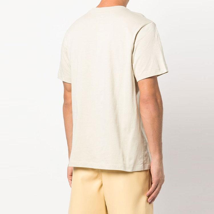 Nike Logo Print Crew Neck Short Sleeve T-Shirt Men Tops Beige AR4997-206