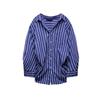 Summer New Product Women's Clothes Stripes Loose Poplin Long Sleeves Shirt 3520608 3067017 2020458